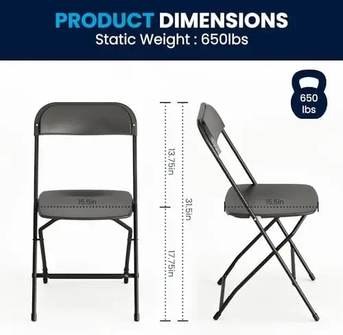 Hercules Series Plastic Folding Chair - Beige - 6 Pack 650LB Weight Capacity Comfortable Event Chair-Lightweight
