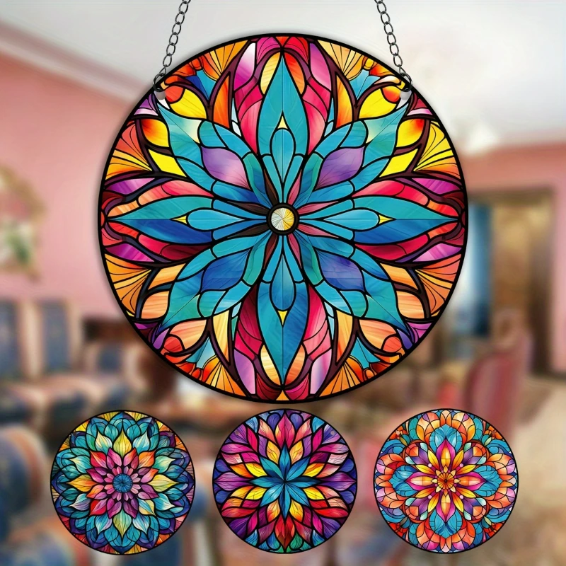 Mandala Suncatchers Stained Window Hanging Colorful Suncatcher Indoor Home Bedroom Decor Memorial  for Christmas Mother's Day