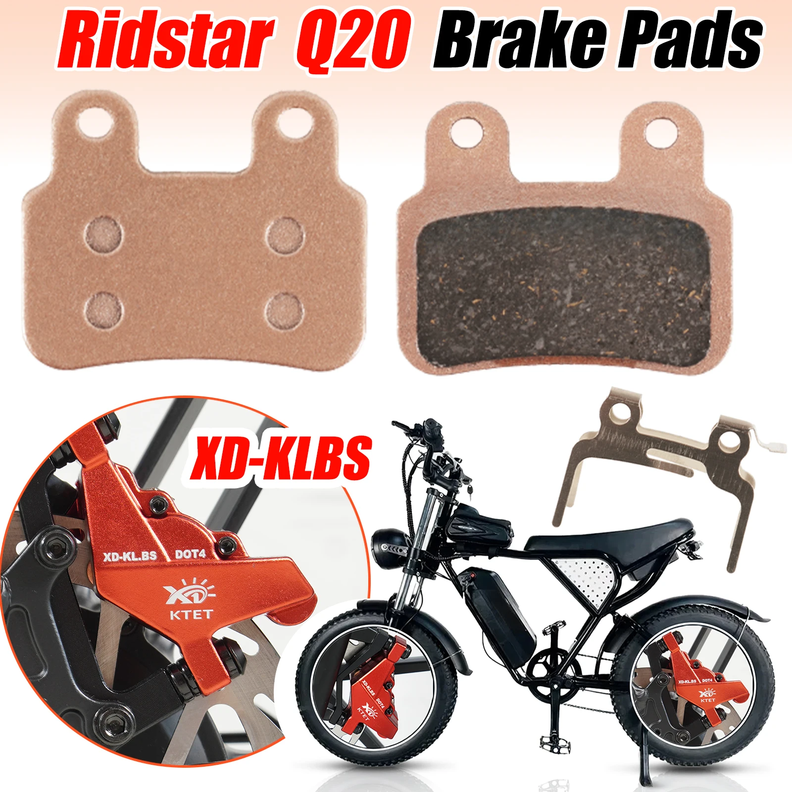 

Front/Rear Disc Brake Pads Semi-metal for Ridstar Q20/Q20Pro H26Pro EKX X2 X21 Freego X2 Compatible XD-KLBS-DOTS XOD Calipers