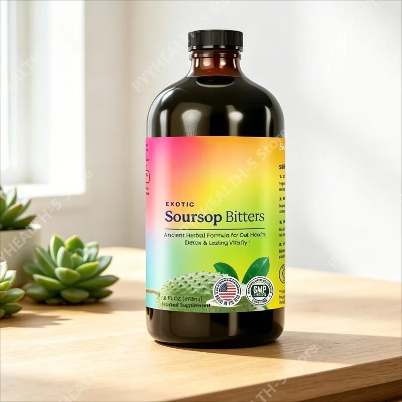 

Soursop Bitters Drops Liquid Organic Herbal with Black Seed Moringa Supports Digestive Wellness Immune 473ml