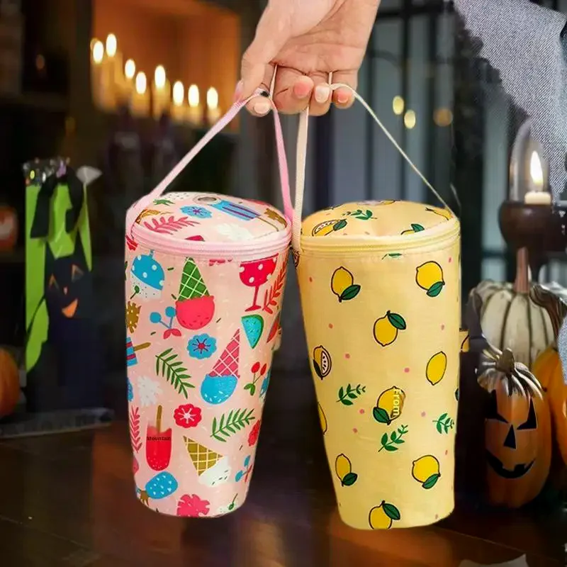 لطيف الكرتون الحليب الشاي حمل حقيبة الحفاظ على الحرارة حقيبة المحمولة كوب معزول غطاء صديقة للبيئة حقيبة يد كوب الملحقات #2