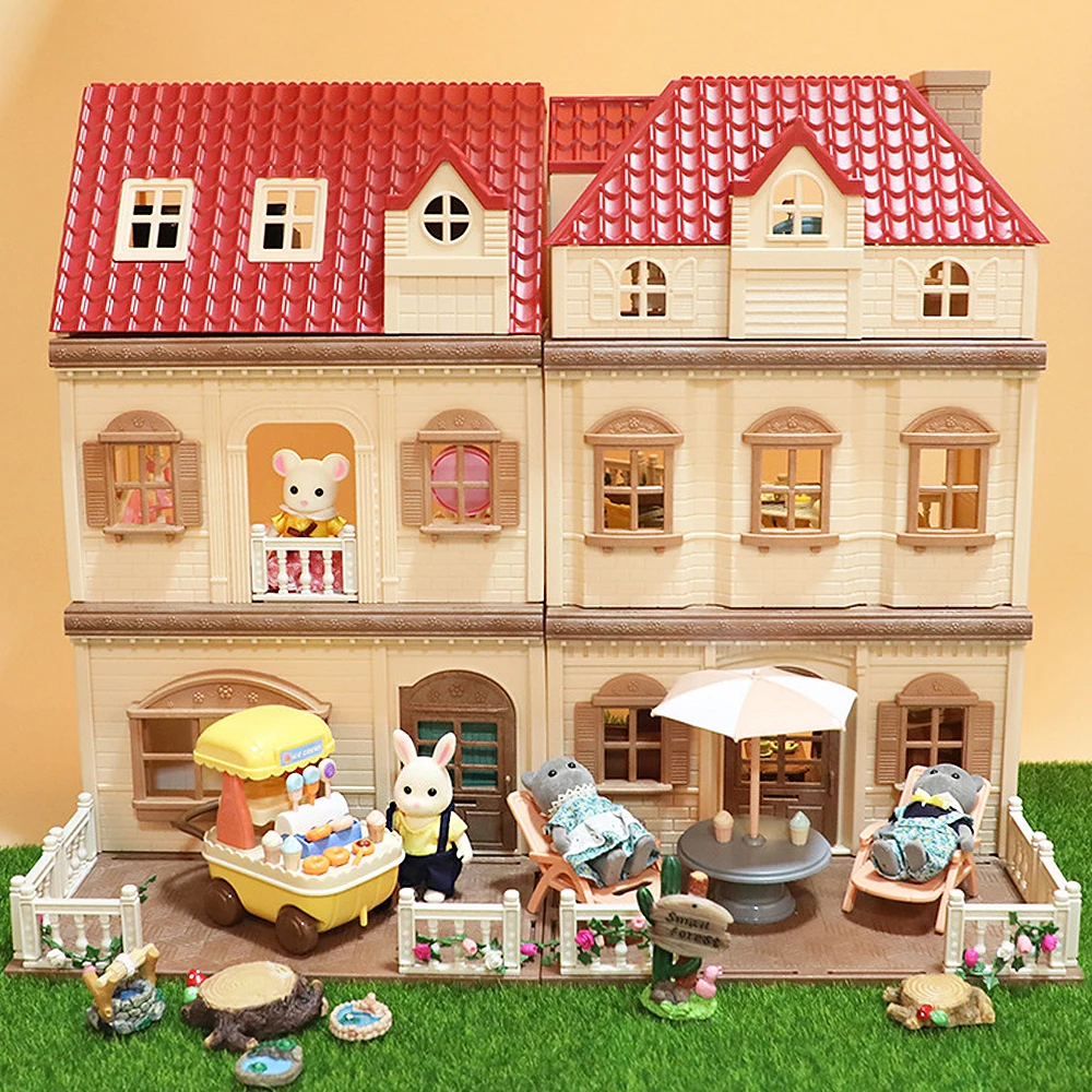 1/12 Mobili per case delle bambole Famiglia Casa Villa Simulare Foresta Coniglio Famiglia di animali Scena in miniatura Giocattolo Display Mobili Giocattolo Regalo