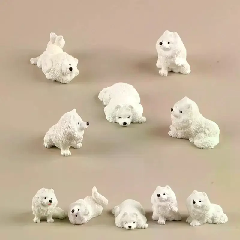 5 قطعة دمية مصغرة جرو الجنية حديقة الديكور Kawaii الراتنج الكرتون الحيوان الكلب الأبيض ل بيت الدمية ديكور اللعب هدية #5