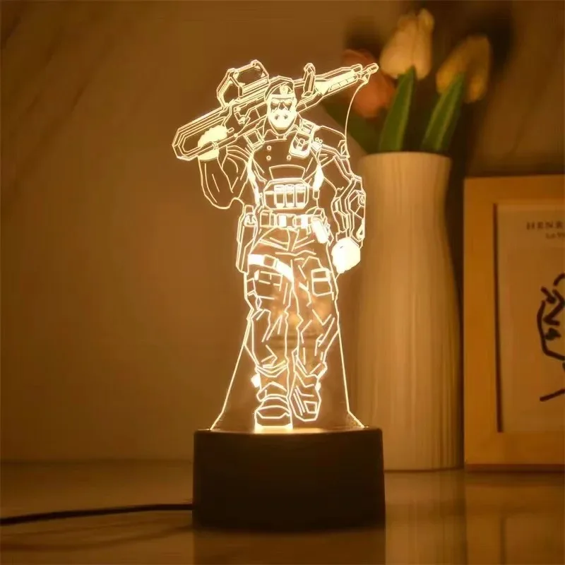 Valorant 3D Night Light Viper Raze Reyna Figure LED Stereo Desk Lamp Desktop Ornament Creative Toy for Gift Night Lamp