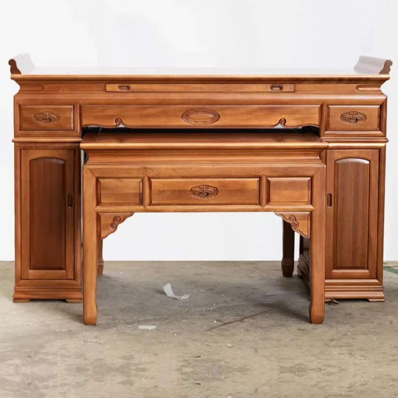 

Бытовой стол для подносов из цельного дерева, благовония, буддийский стол для объявлений, буддийский стол, новый китайский блеск, буддийский блеск