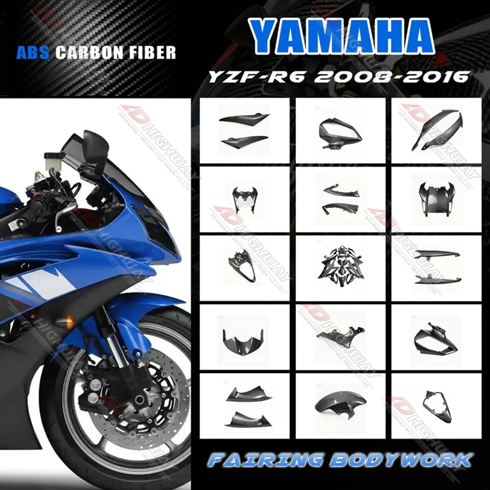 

ABS Carbon Fiber Pattern Faring Kits For Yamaha YZF R6 2008-2016 Fender Frame Cover Fuel Tank Trim Motorcycle Accessories