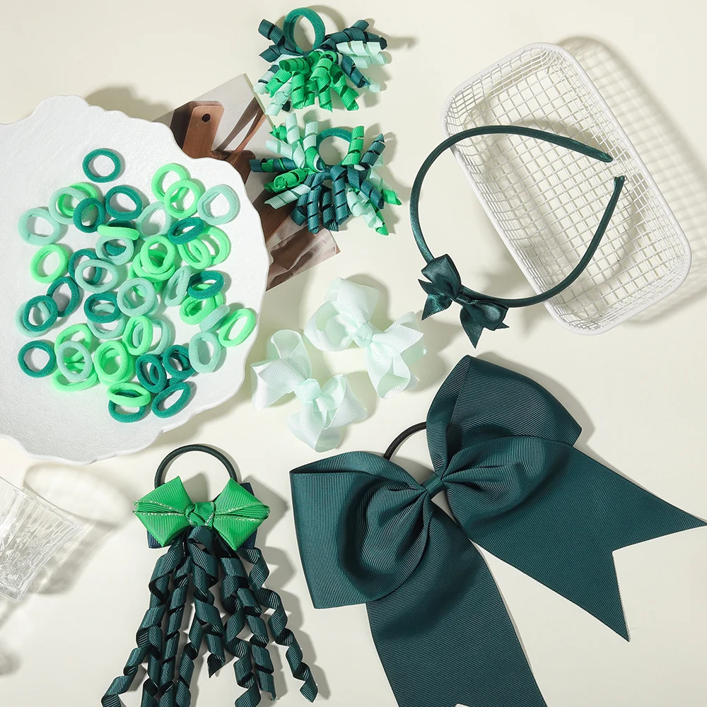 52/57-teiliges Mädchen-Haarschmuck-Set, für Kinder, Babys und Mädchen, Haarspangen, Stirnbänder und Stirnband-Dekorationen – Detail 5
