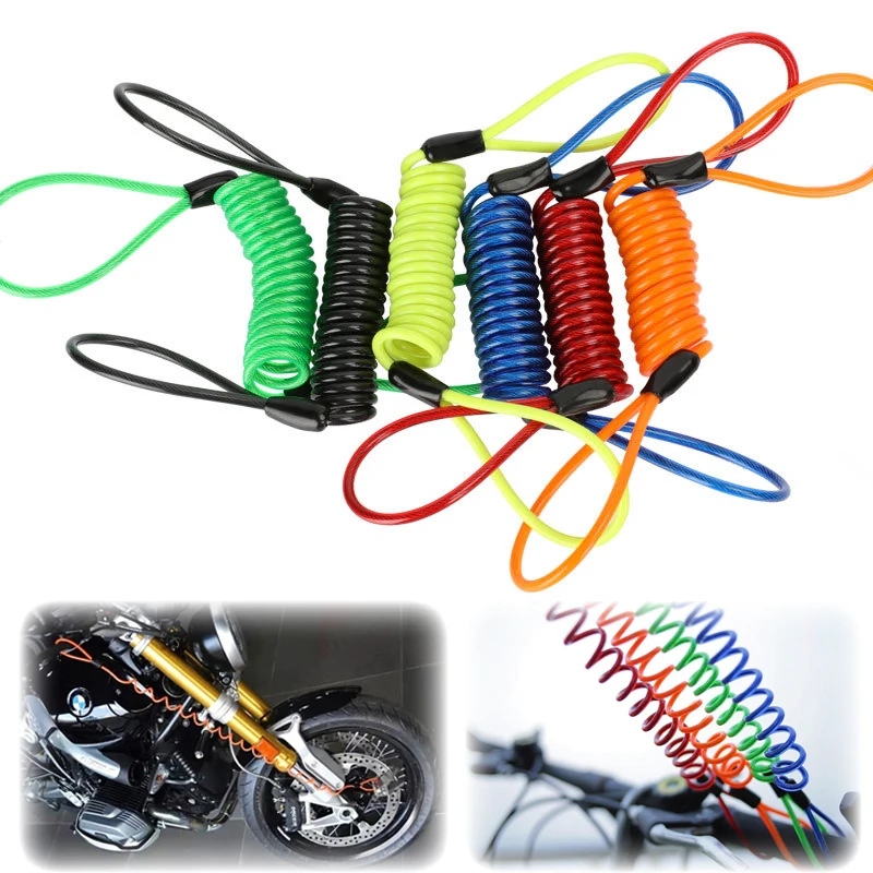 Anti-theft Reminder Rope Motorcycle Spring Rope Wheel Locks Bicycle Disc Lock Security Cable Motorbike Accessories