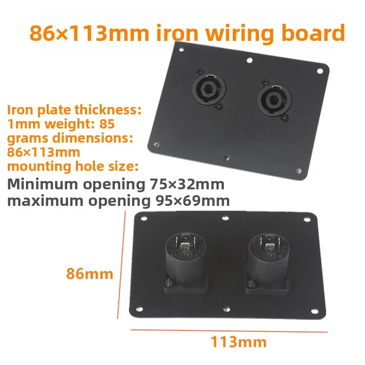 2 stuks aluminium audio-aansluitplaat, dubbele 4-pins XLR-aansluiting, bevestigingsplaat voor luidspreker.