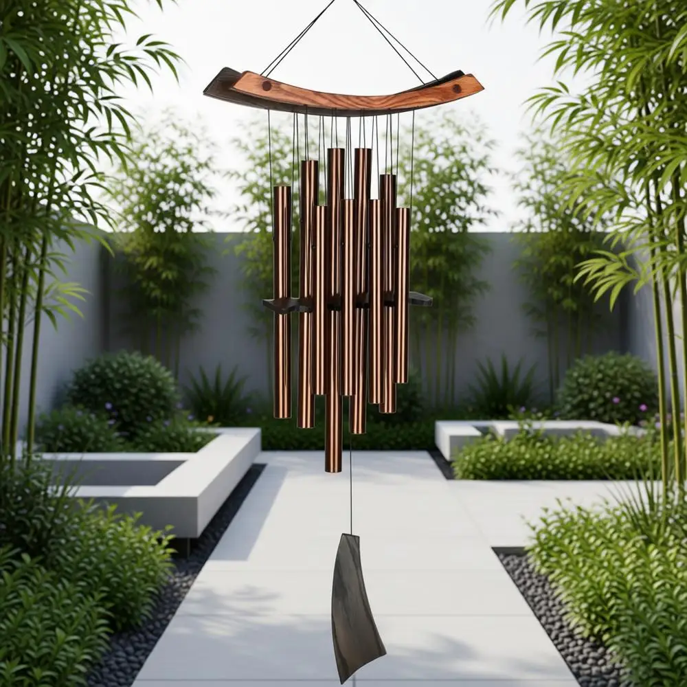 

Бронзовый уличный колокольчик среднего размера 34, гармонический световой звук, декор для патио и сада