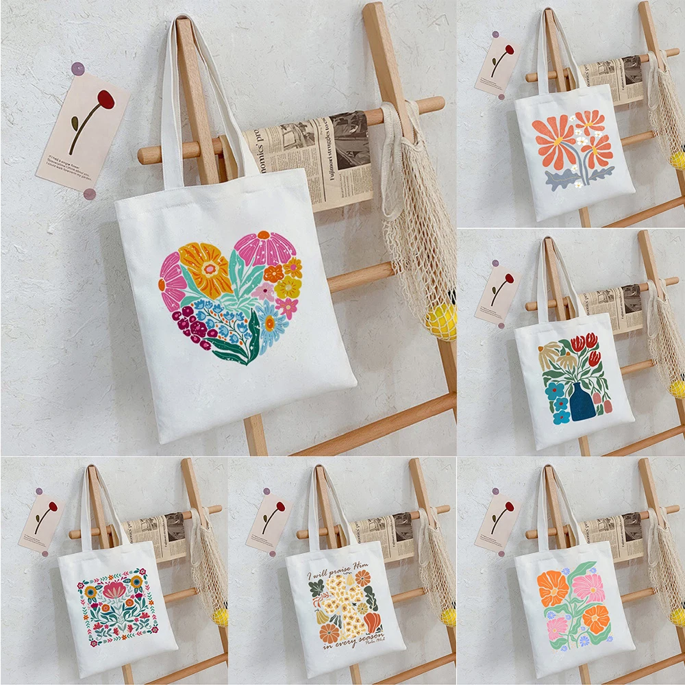 

Boho floral Women's Shopping Bag Graphic Shoulder Bags Students Girls Cute Office Casual Totes Female Large Capacity Handbags