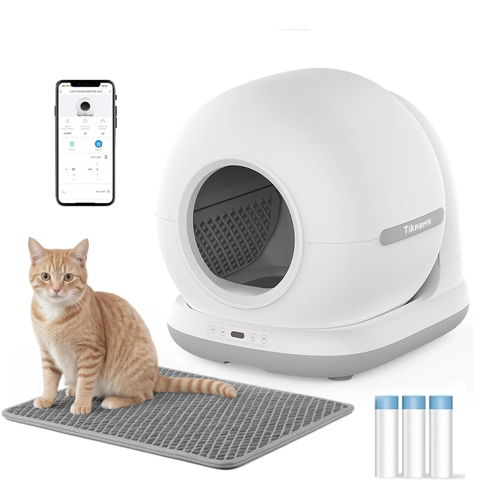 Automatische Katzentoilette mit großer Kapazität, selbstreinigend, intelligente selbstreinigende Katzentoilette mit 72 l Katzentoilette, APP-Steuerung