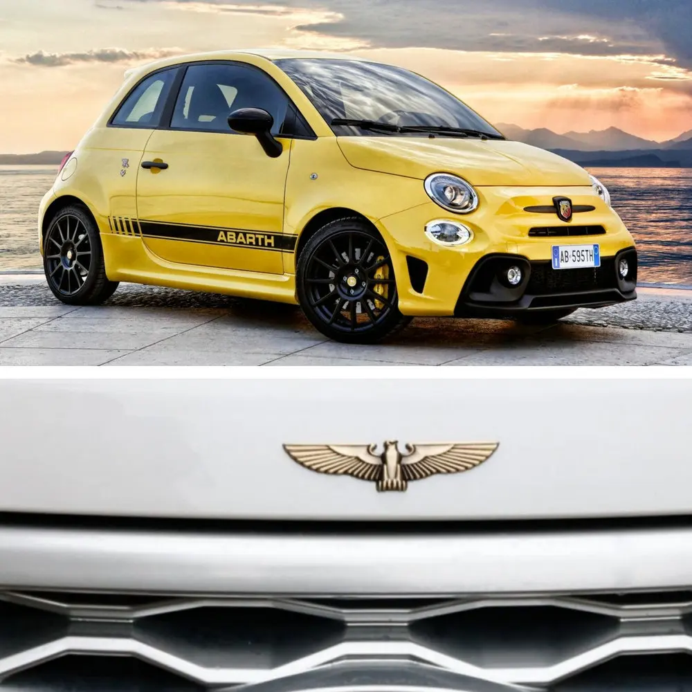 

3D Eagle Head Metal Car Sticker Emblem for ABARTH 124 Spider 500 595 695 500C 595C 695C GRANDE PUNTO