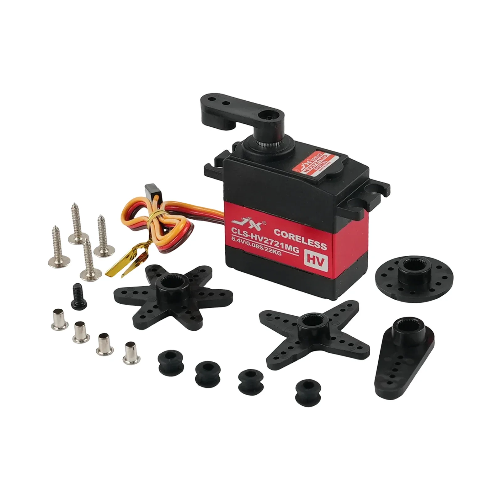 เซอร์โวมอเตอร์ดิจิตอล JX CLS-HV2721MG 8.4V 23KG เกียร์โลหะ กันน้ำระดับ IP67 มอเตอร์ไร้แกน สำหรับรถบังคับวิทยุ 1/8 1/10 หุ่นยนต์ เครื่องบิน