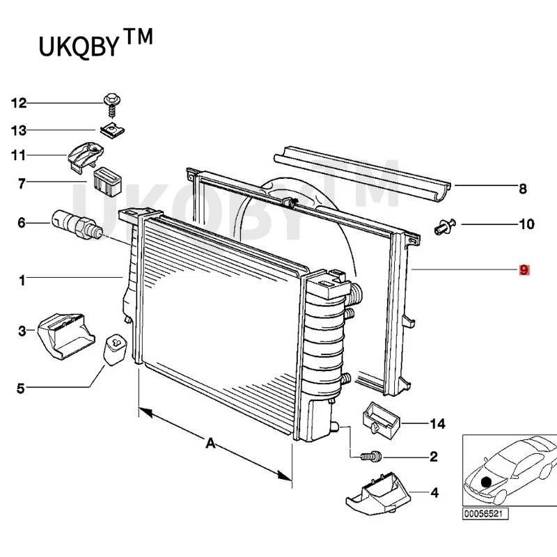 E38 b mw728I engine cooler frame bracket fixing