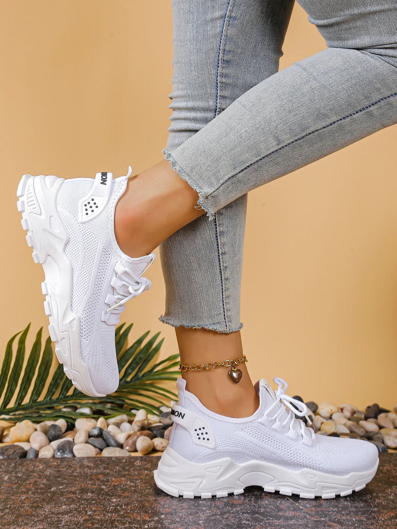 Atmungsaktive Strick-Sneaker, Modische, Bequeme, Rutschfeste Schuhe mit Weicher Sohle für Damen, Outdoor-Wanderschuhe, Kostenloser Versand – Detail 6
