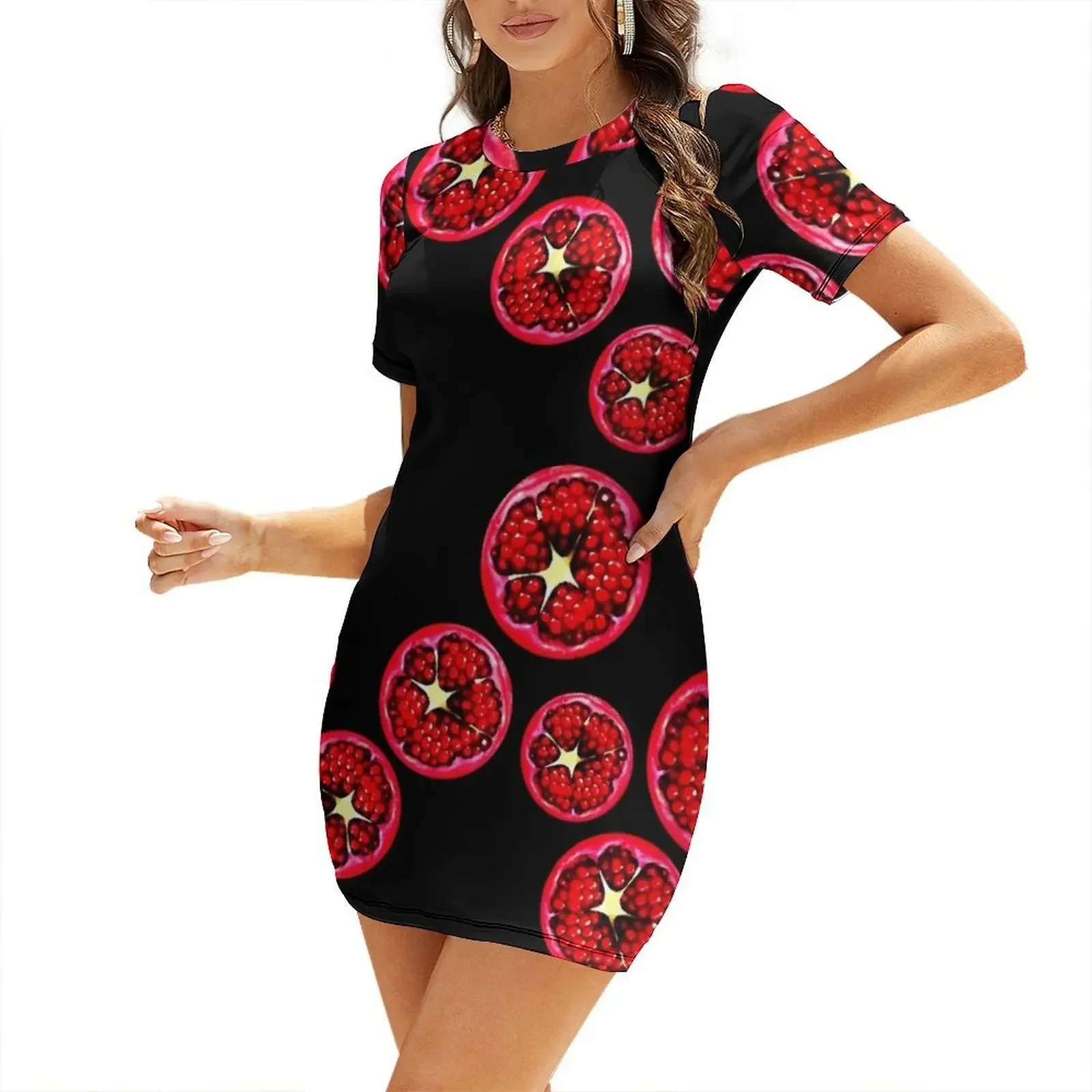 

Pomegranate Pattern Short-Sleeved Dress birthday dresses for women women's clothing summer 2026 novelties