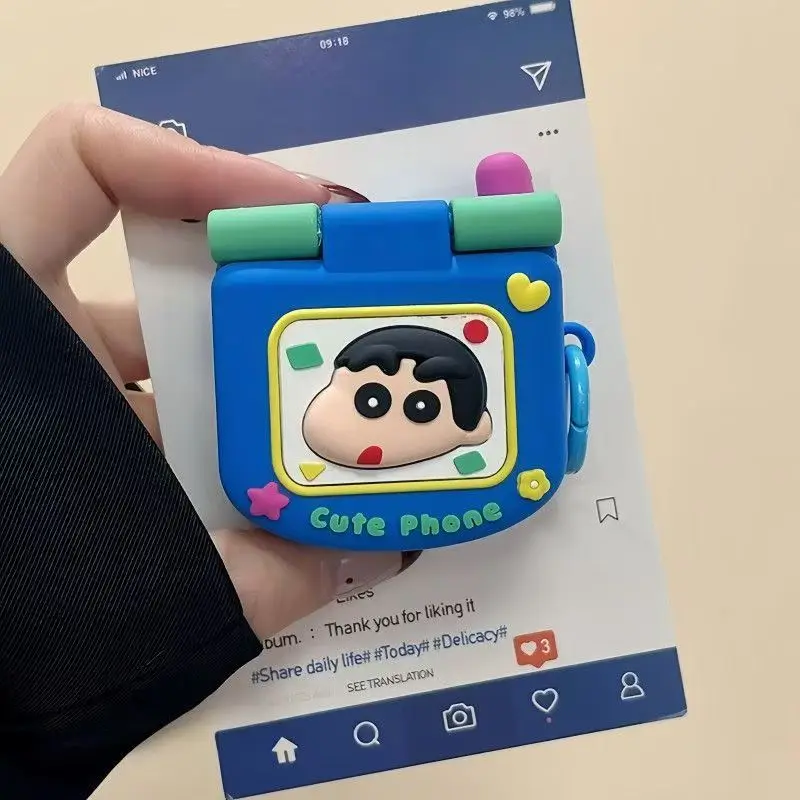 3D Earphone Case For Airpods 4 2 3 1 Pro 3 2 Cute Cartoon Anime Crayon Shin-chan Wireless Bluetooth Headset Protective Cover