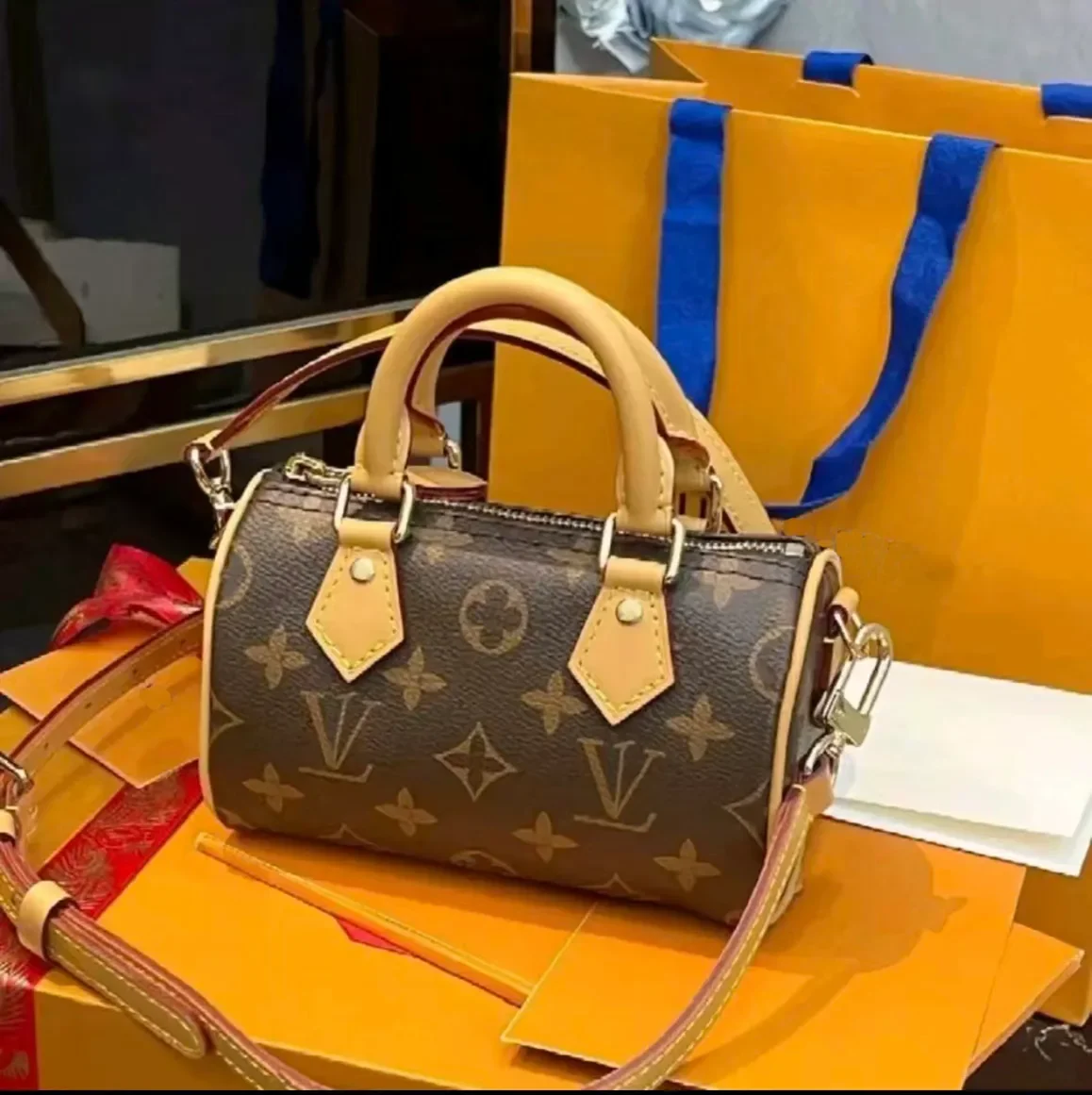 Shoulder Bags Top Designer Mini Nano Shoulder Bag Women Leather Denim Crossbody Luxury Brand Embossed Tote Purse Brown Flower Ha