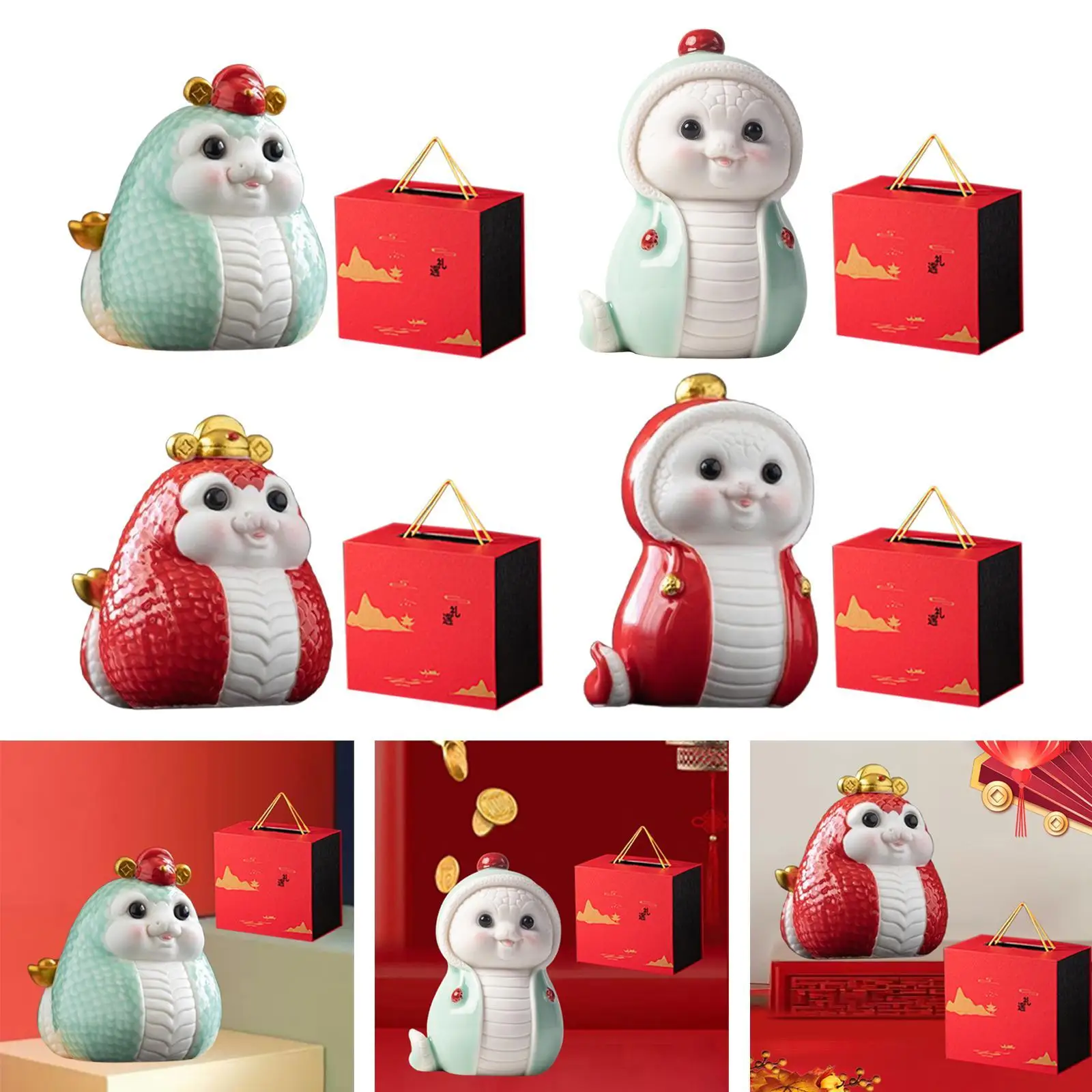 

Весенний фестиваль 2022, керамическая статуя змеи, очаровательная креативная простая маленькая скульптура для книжной полки, спальни, гостиной, полки, подарок