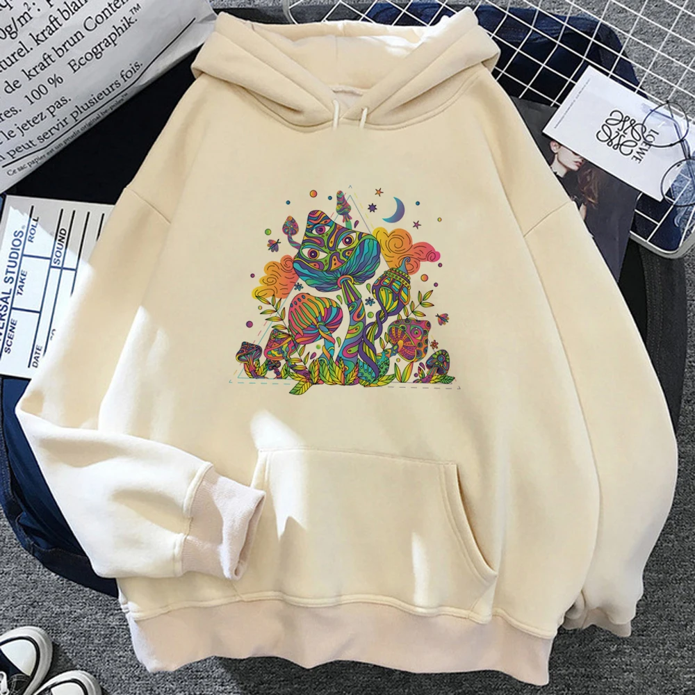 

Magic Mushrooms Alien Psychedelic hoodies women vintage anime graphic Hood women Fleece pulls