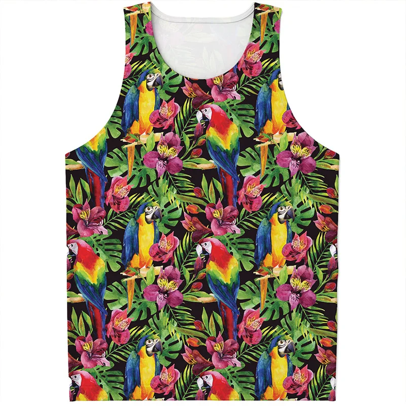 

Parrot Toucan Tropical Tank Top Men Children Summer 3D Printed Hawaiian Plants Vest Street Quick Dry Sleeveless T-Shirt Tops