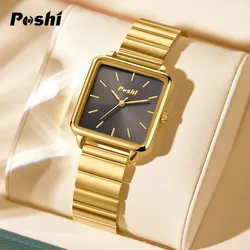 POSHI Quartz Watch for Women Waterproof Alloy Strap Women's Watches Casual Ladies Bracelet Original Brand Wristwatch reloj mujer