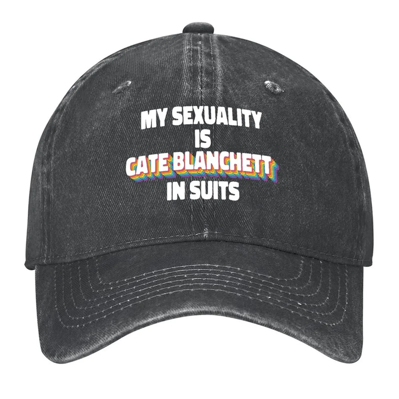

My Sexuality Is Cate Blanchett In Suits Rainbow Baseball Cap Golf Wear Sunscreen New In Hat Vintage Women's Hats Men's