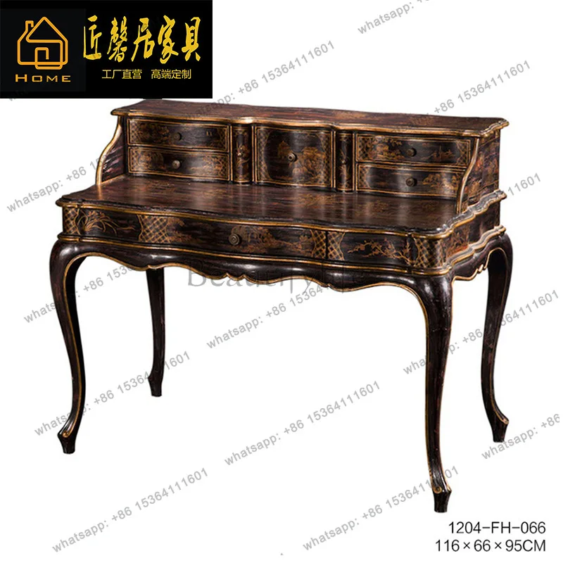Neoclassical French court style mahogany painted gold foil imitation piano dresser furniture