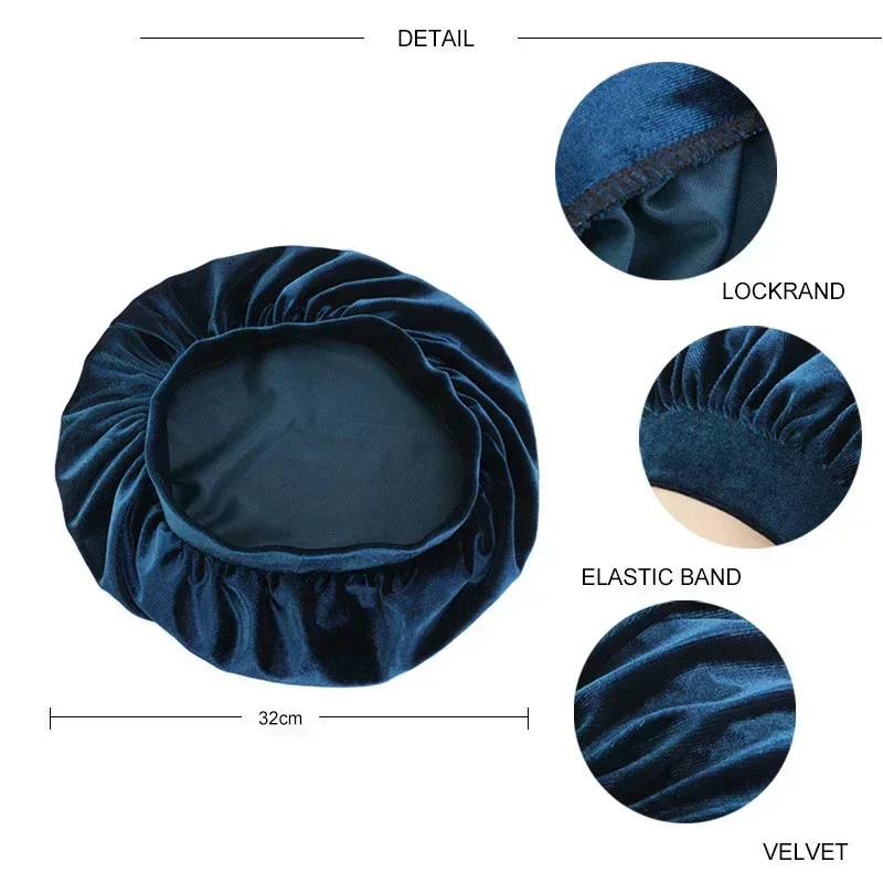 New Velvet High-Stretch Wide-Side Nightcap Velvet Cap Chemo Cap Turban Hat Cancer Chemo Sleep Hats Bonnet Bone Hair Loss Caps