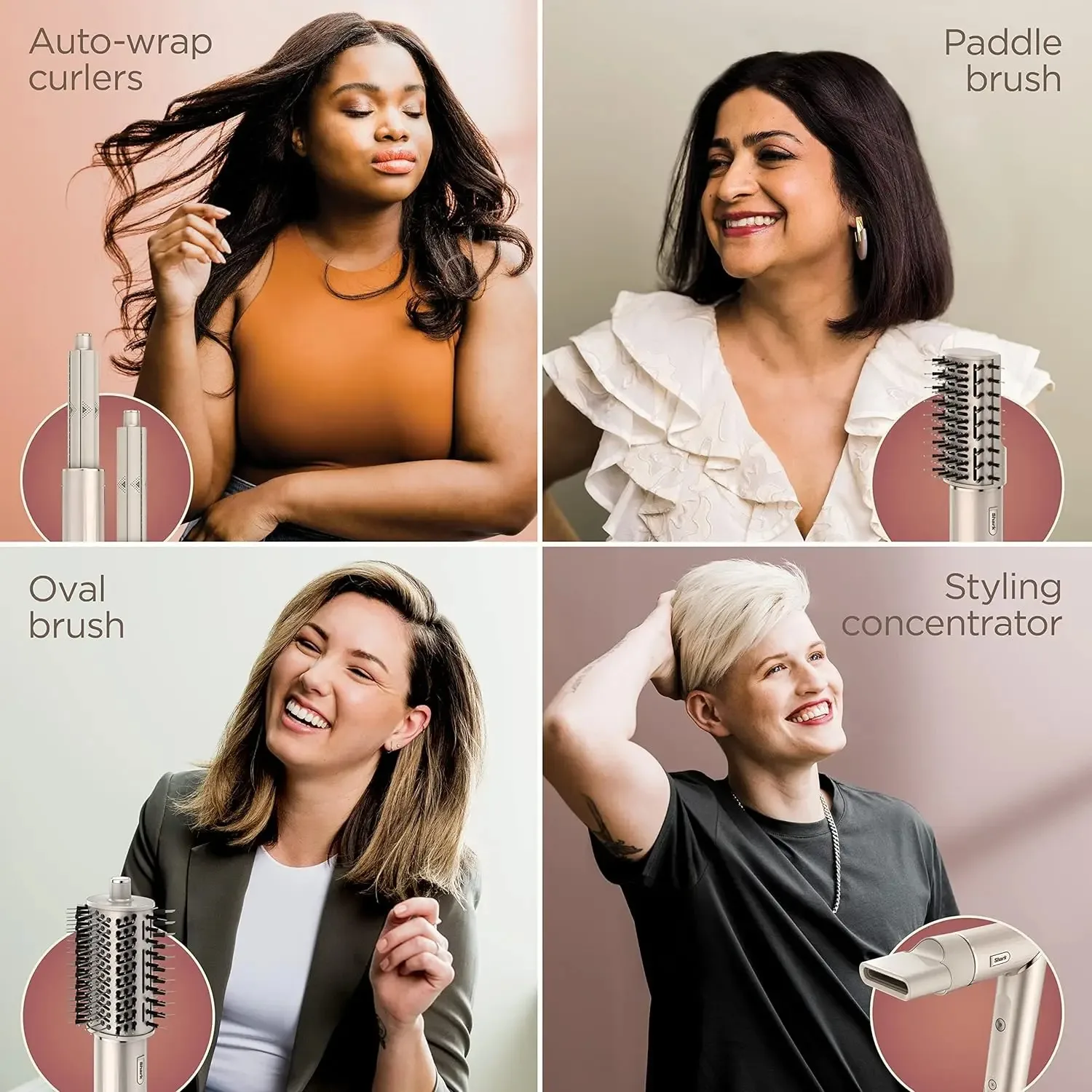 مجفف شعر Shark HD430 FlexStyle بالأيونات السالبة وغلاف مصفف الهواء، فرشاة Airwrap 5 في 1 وأداة تجعيد الشعر المتعددة مع أدوات تجعيد الشعر التلقائي