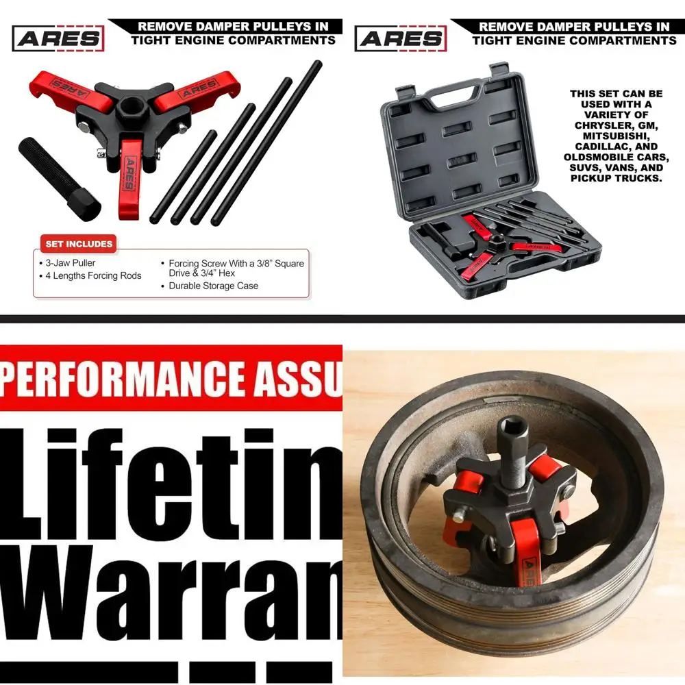 

ARES 71002 - Harmonic Balancer Puller Kit - Adjustable 3-Jaw Puller Fits Most Late Model Automobiles & Trucks - Remove Damper Pu
