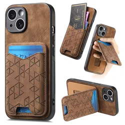 Card Bag Case For Samsung Galaxy Wide7 6 5 A Quantum6 4 Buddy 3 Jean2 Jump 5G Retro Leather Kickstand Anti Drop Phone Cover