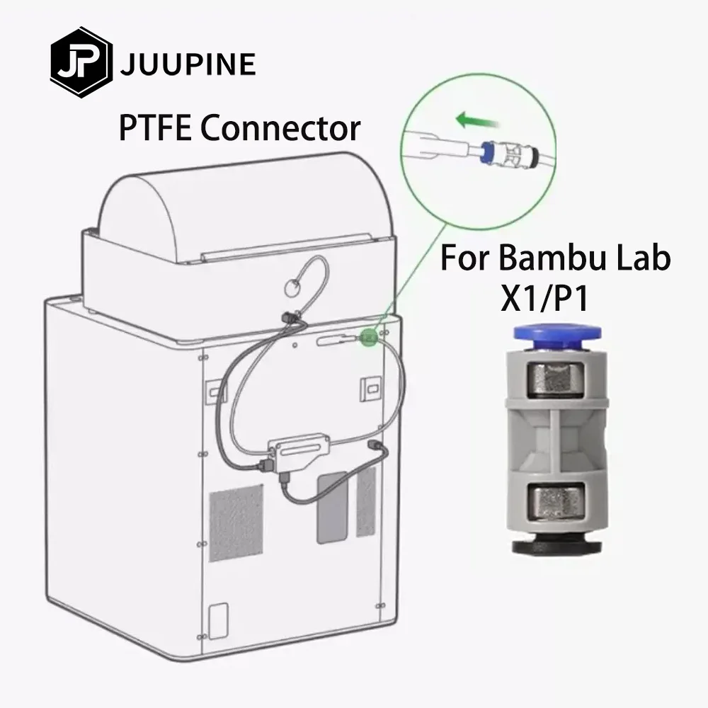 3pcs PTFE Connnector For Bambu Lab 3D Printer PTFE Feed Pipe Joint Used to Connect PTFE Material Pipes [X1/P1 Series Universal]