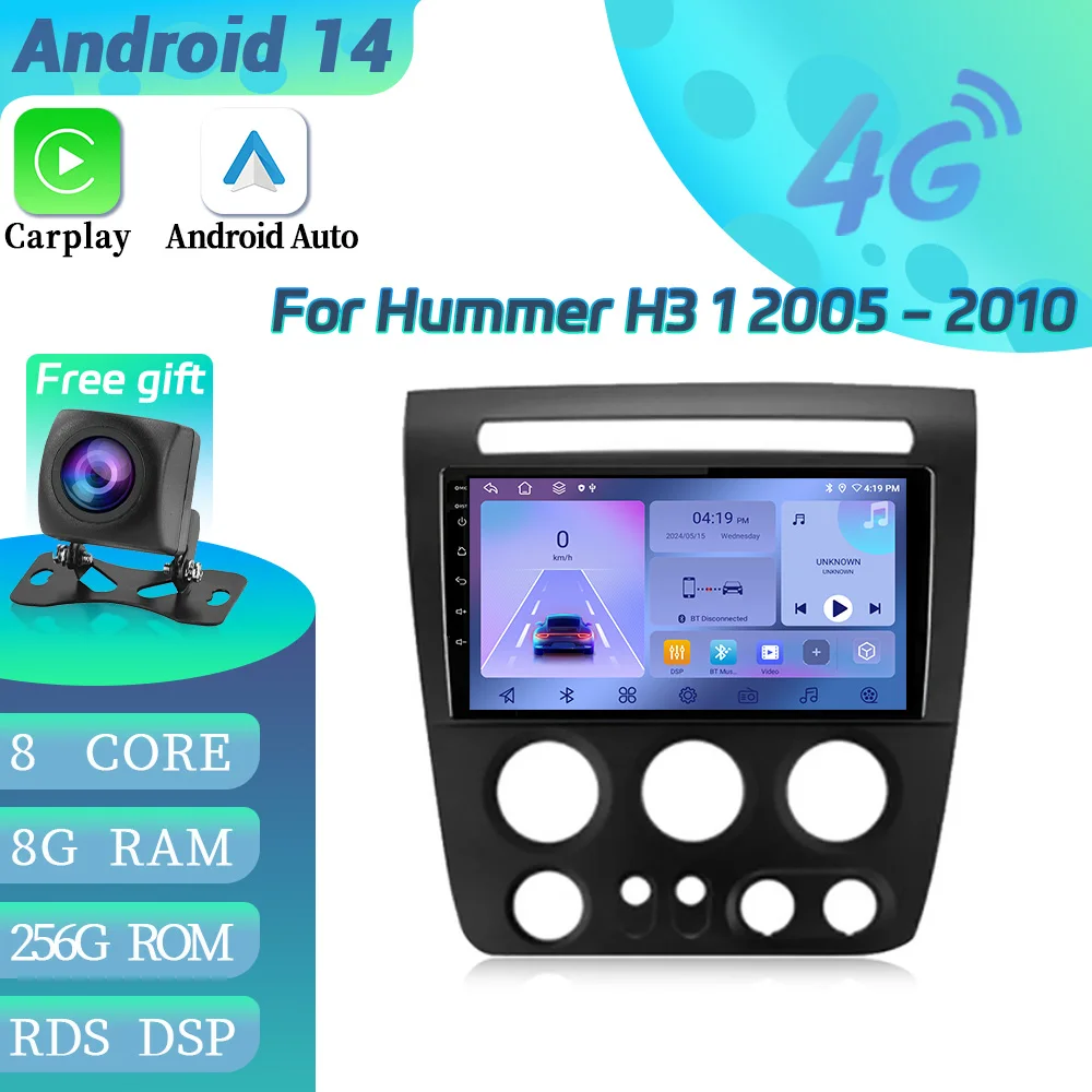 

For Hummer H3 1 2005-2010 Android 14 Car Auto Radio Multimedia 4G GPS Navigation Wireless Bluetooth CarPlay Touch Screen Stereo