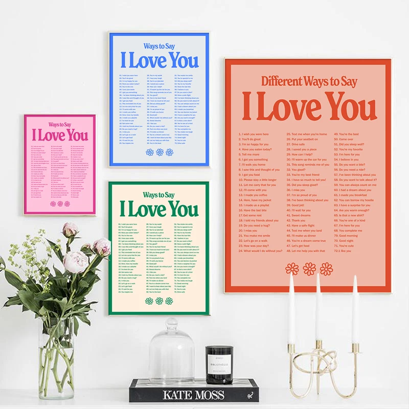 

Modern Poster Different Ways To Say I Love You Canvas Painting Nordic Word Quote Print Fashion Pictures Wall Art Home Decoration