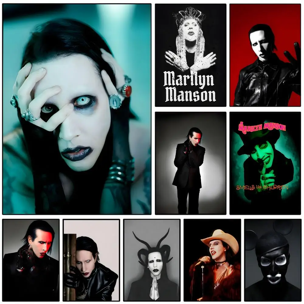 Shock Rock M-marilyn M-manson Poster HD Self-Adhesive Wall Decor Home Office Dorm Bedroom & More Ideal Gift Choice