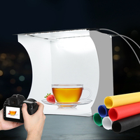 20cm Folding Portable Include 2 LED Panels 1100LM Light Photo Lighting Studio Shooting Tent Mini Box Kit with 6 Colors Backdrops