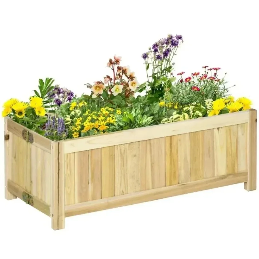 

Foldable Raised Garden Bed, Solid Wood, Weather-Resistant, 70 cm X 30 cm X 25 Cm, Natural