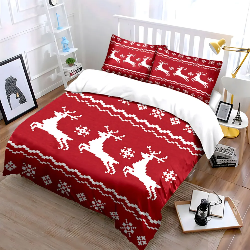 

Festive Winter Reindeer Pattern Set kid's and adults' bedroom decor, Exquisite three-piece bedding set gift