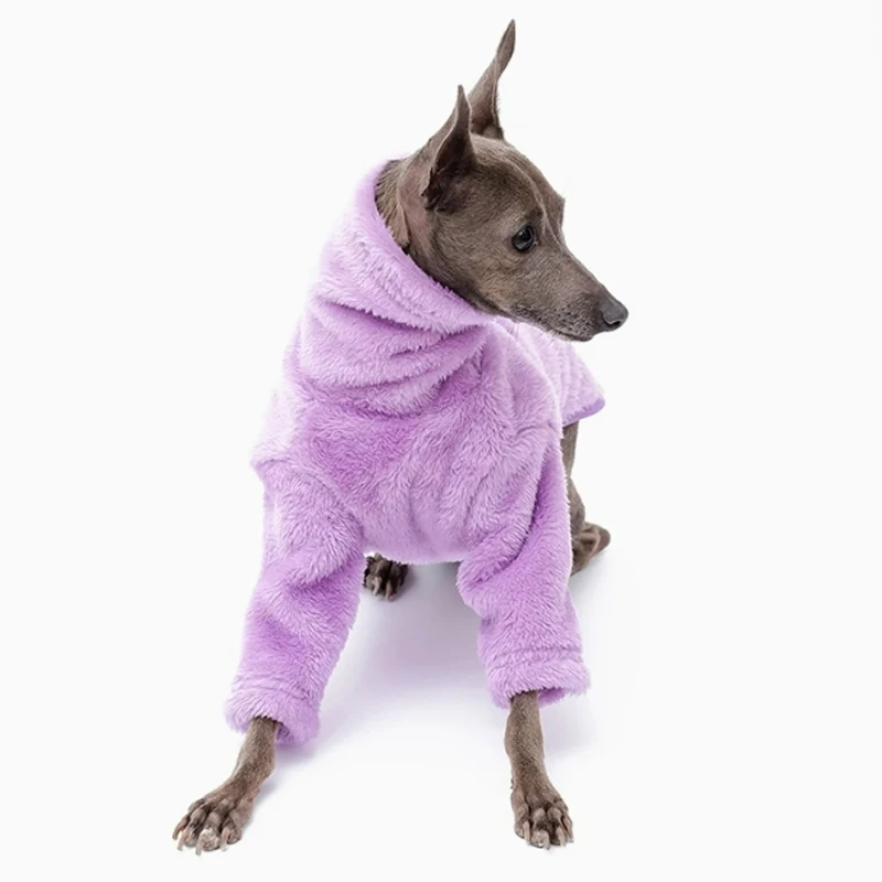 Four-Legged Purple Fleece Whippet Dog Clothes for Small Medium Large Dogs Warm Turtleneck Italian Greyhound in Autumn Winter