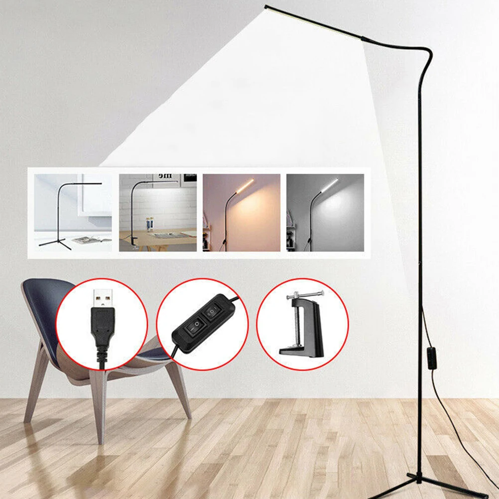

Dimmable LED Floor Lamp Black Long Arm Vintage Gooseneck Eye Protection Table Light Reading Desk Lamp St Night Light Adjustable