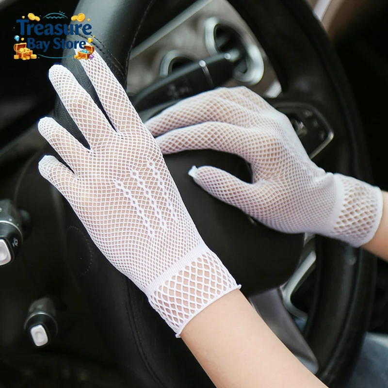1 Pair Fishnet Mesh Glove Fashion Women Lady Girl Glove Protection Lace Elegant Lady Style Gloves Black And White