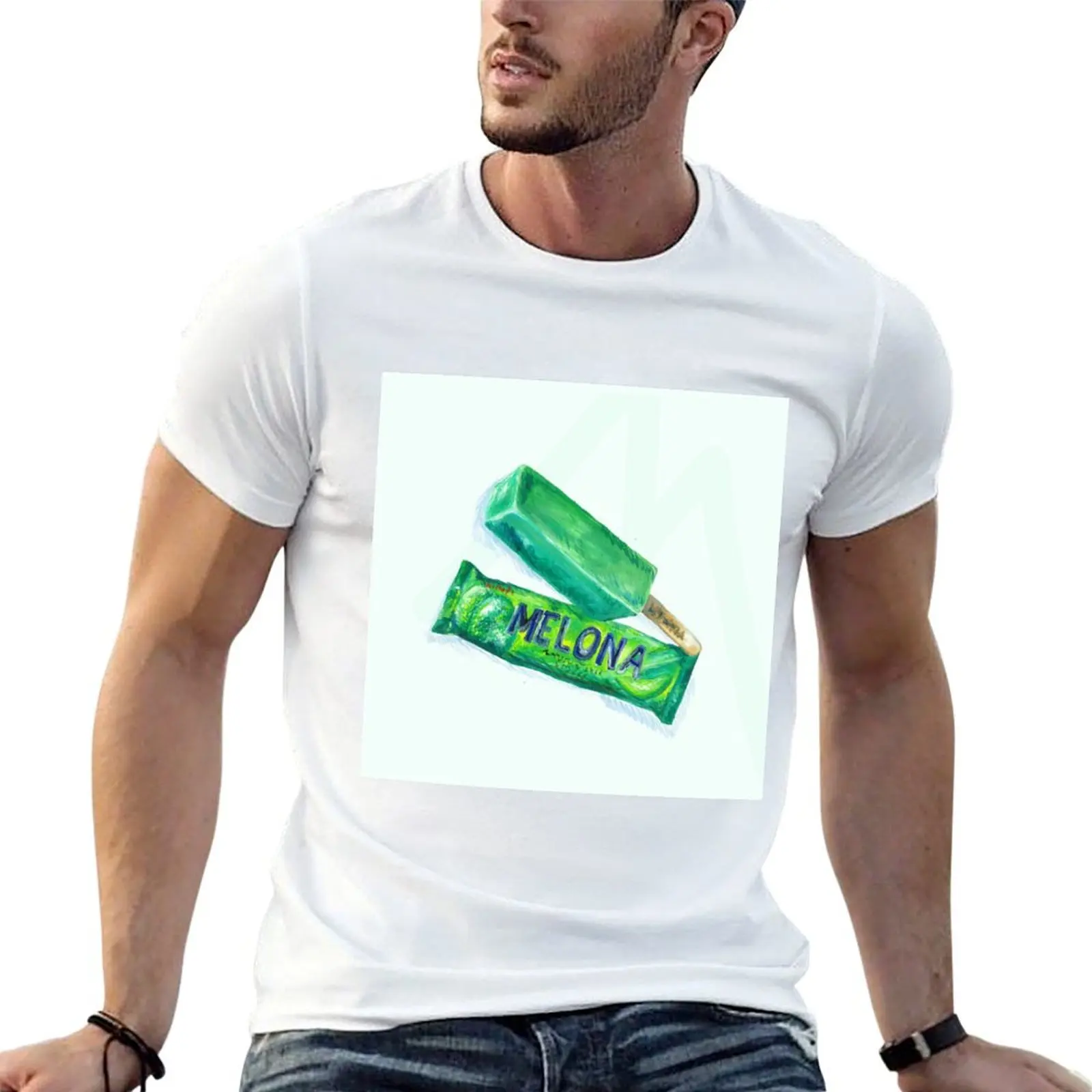 Camiseta Melona Ice Cream para hombre, camiseta de algodón 100%, camiseta de hombre de algodón de alta calidad, camiseta para hombre