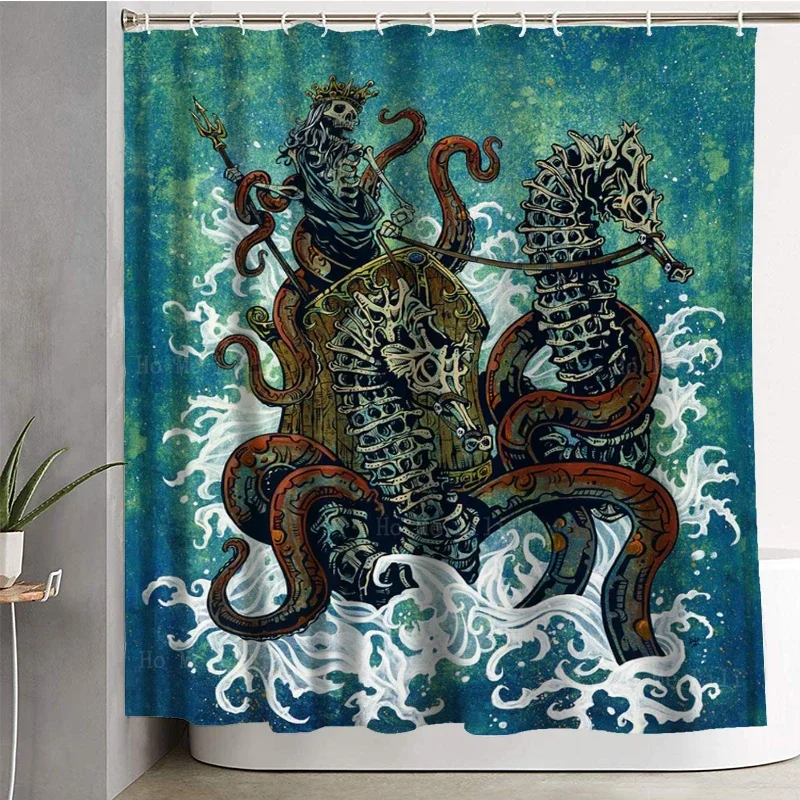 Devil Spirit Board Neptune Sea Horse Skeleton The Skull Of Goats And Pentagrams Shower Curtain By Ho Me Lili For Bathroom Decor