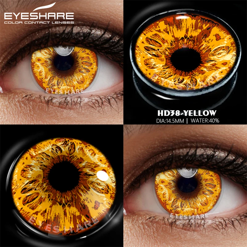 EYESHARE 1 Pair Cosplay Contact Lenses for Eyes New Arrival Blue Yellow Halloween Lenses Crazy Lens for Eyes Beauty Makeup