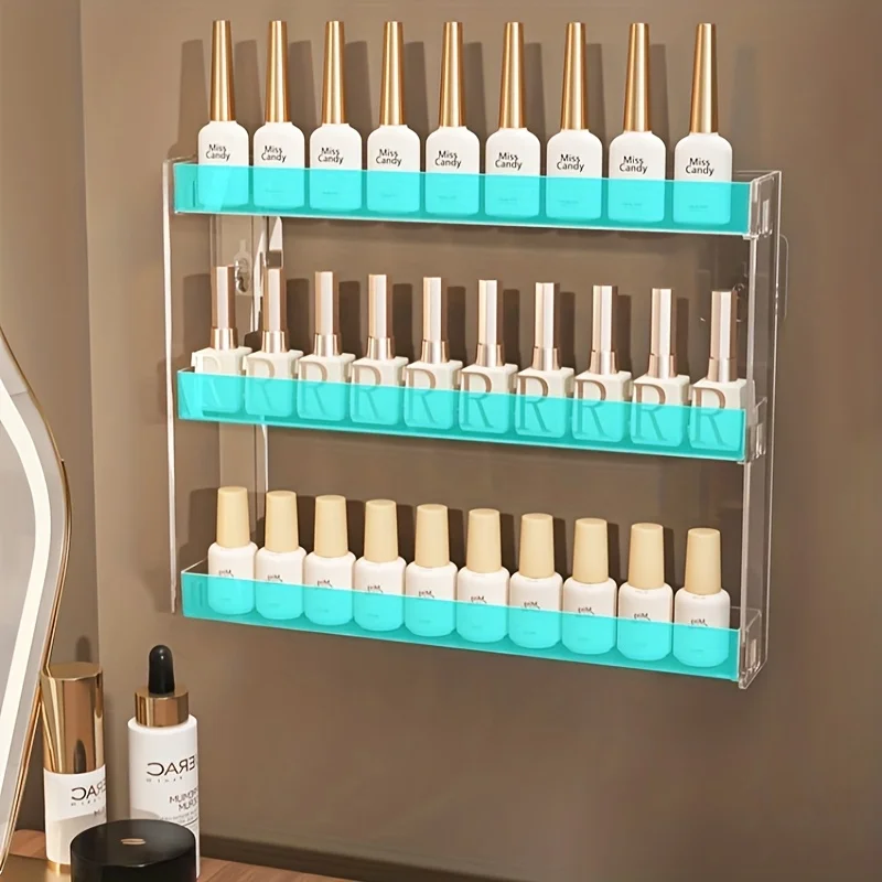 Mehrschichtiges Acryl-Wandregal für Nagellack, Gel-Lacke, Press-Ons und Maniküre-Werkzeuge, Praktisches Aufbewahrungsregal