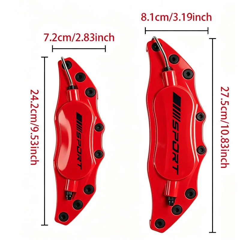 4 Pcs Metal Car Wheel Brake Caliper Covers With Black Sport Logo For Audi Bmw Mercedes Benz VW Peugeot Toyota Cupra Lexus Honda