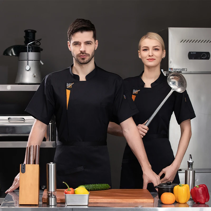 Abrigos de cocina para hombre y mujer, chaquetas de trabajo de Chef, camisas de Chef, ropa de cocinero, monos de camisa de cocinero, uniformes de camarero de cocinero