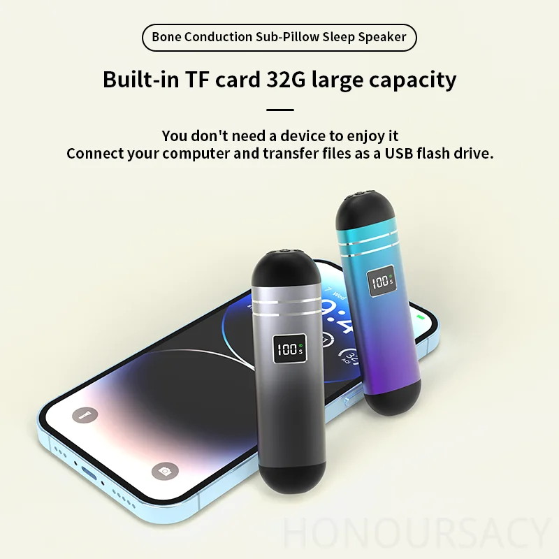 

Алюминиевый стерео беспроводной Bluetooth5.3 динамик костной проводимости, помощь во сне с таймером, светодиодный экран, TF-плеер для взрослых и детей